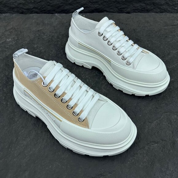 Brown & White Alexander McQueen Casual Canvas Sneakers - Picture 2 of 9